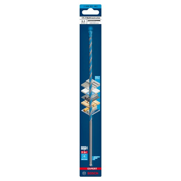 Свердло EXPERT CYL-9 MultiConstruction, 6,5 x 200 x 250 мм BOSCH, фото , зображення 2 | SNABZHENIE.com.ua