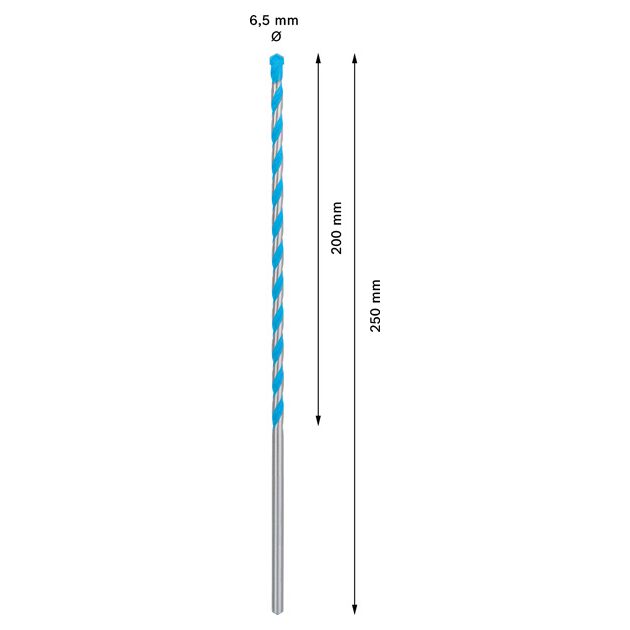 Свердло EXPERT CYL-9 MultiConstruction, 6,5 x 200 x 250 мм BOSCH, фото , зображення 3 | SNABZHENIE.com.ua