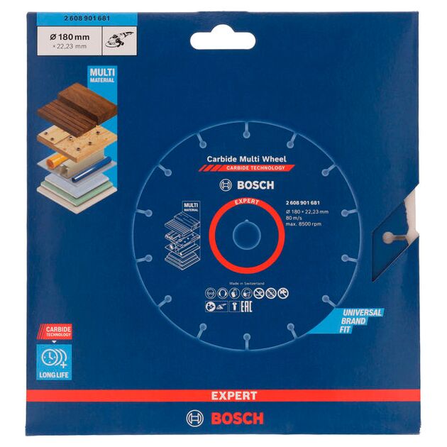 Отрезной круг EXPERT Carbide Multi Wheel, 180 мм, 22.23 мм BOSCH, фото , изображение 2 | SNABZHENIE.com.ua