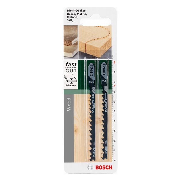 Полотно HCS T 244 D Speed для лобзиков BOSCH по дереву, фото , изображение 2 | SNABZHENIE.com.ua