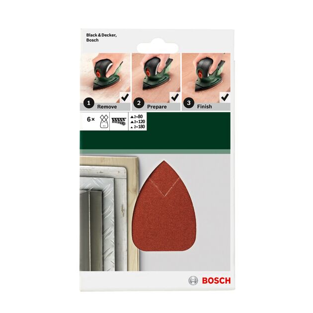 Набор шлифовальных листов 6 шт. для шлифмашин BOSCH G=80, 120, 180, фото , изображение 2 | SNABZHENIE.com.ua