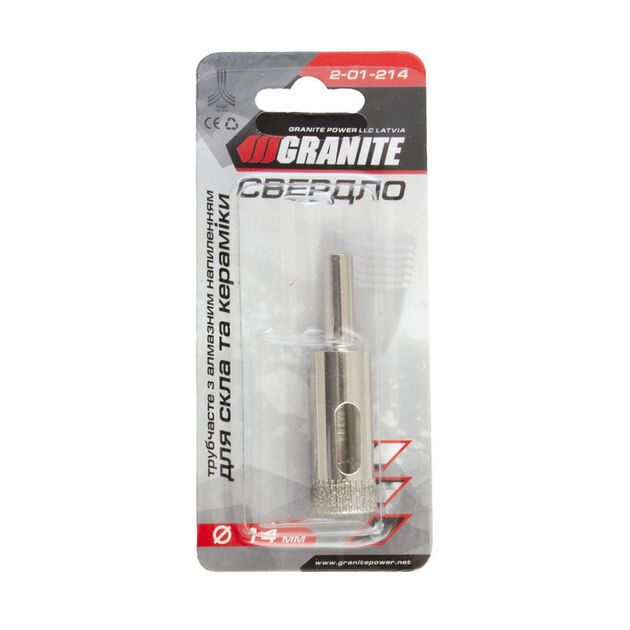 Сверло трубчатое GRANITE алмазное для стекла и плитки 14 мм 2-01-214, фото , изображение 2 | SNABZHENIE.com.ua