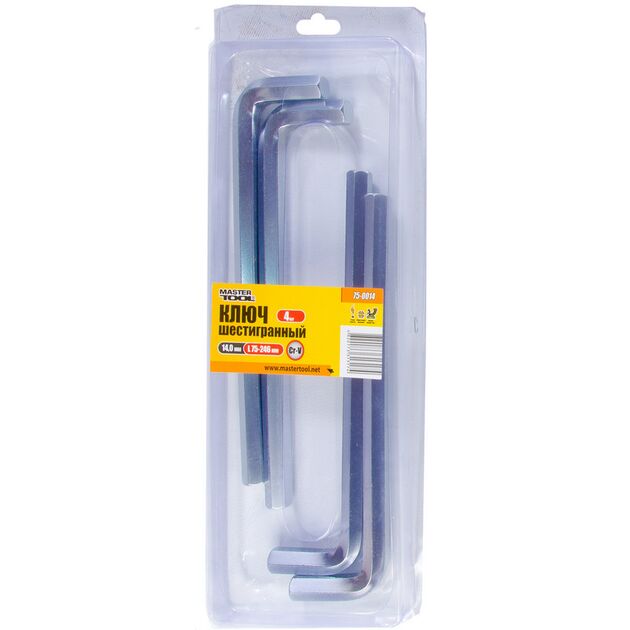 Ключ шестигранний MASTERTOOL CrV 14,0 мм 75/246 мм набір 4 шт 75-0014, фото , зображення 2 | SNABZHENIE.com.ua