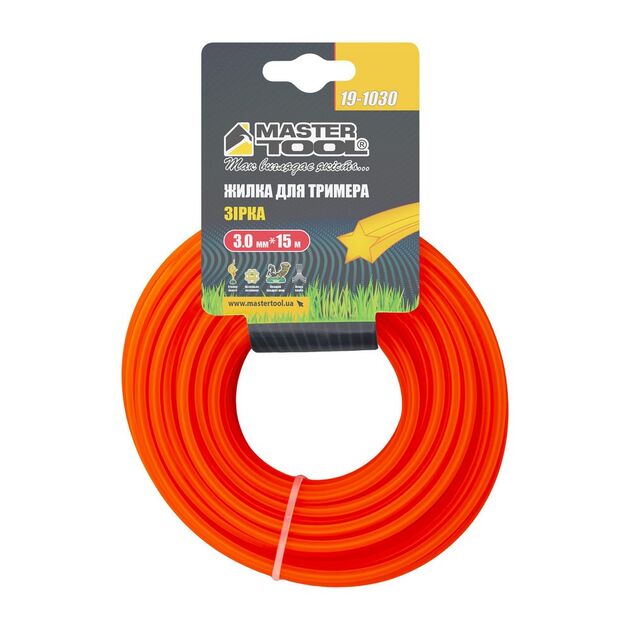 Леска для триммера MASTERTOOL 3.0 мм 15 м звезда 19-1030, фото , изображение 2 | SNABZHENIE.com.ua
