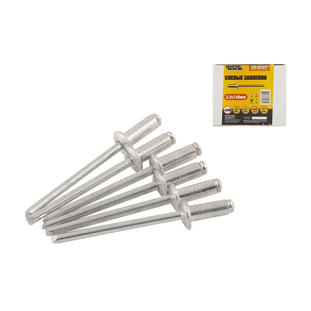 Заклепки слепые алюминиевые MASTERTOOL 3.2x7.40 мм, 500 шт., фото  | SNABZHENIE.com.ua
