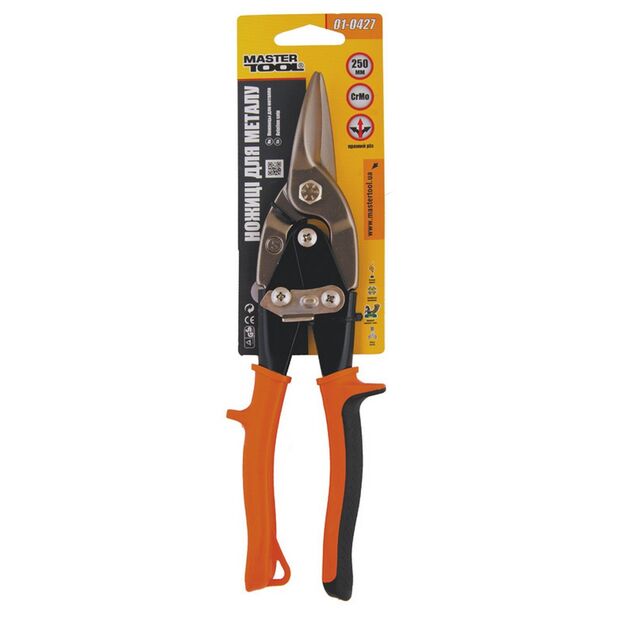 Ножницы по металлу MASTERTOOL 250 мм прямые CrMo 01-0427, фото , изображение 2 | SNABZHENIE.com.ua