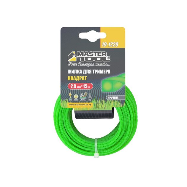 Леска для триммера MASTERTOOL 2.00 мм 15 м кручена квадратна 19-1220, фото , зображення 2 | SNABZHENIE.com.ua