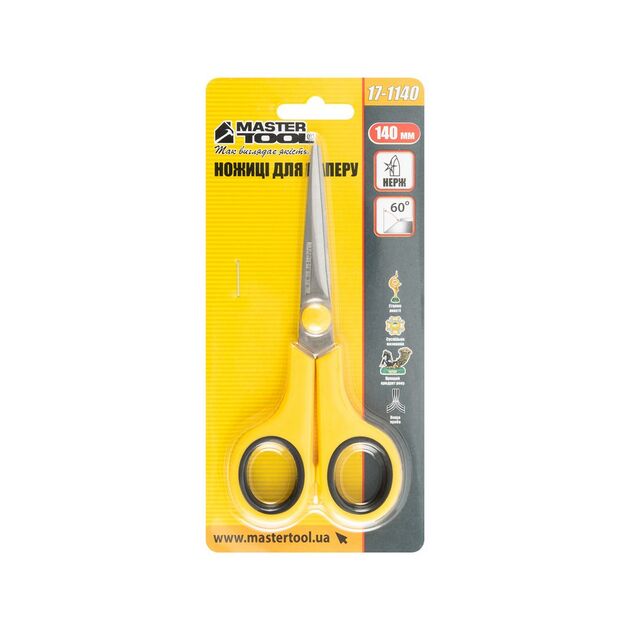 Ножницы MASTERTOOL 140 мм для бумаги 17-1140, фото , изображение 3 | SNABZHENIE.com.ua