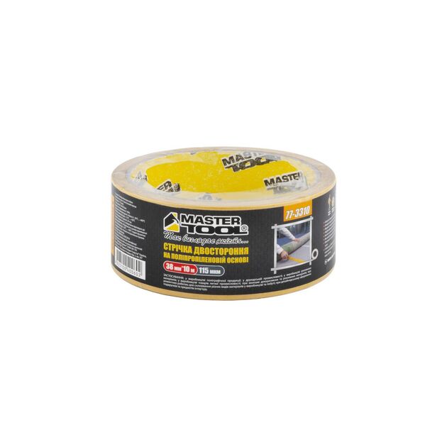 Скотч двосторонній поліпропіленовий MASTERTOOL 38 мм 10 м 77-3310, фото  | SNABZHENIE.com.ua