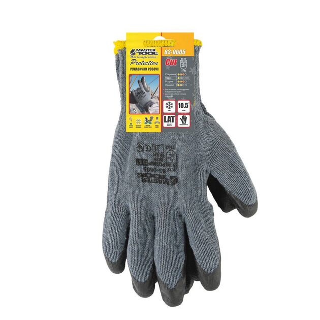 Перчатки MASTERTOOL CRINKLE LATEX COTTON (RECODRAC) 72-77 г 83-0605, фото , зображення 2 | SNABZHENIE.com.ua