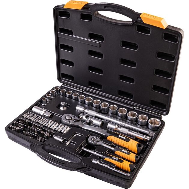 Набір насадок торцевих MASTERTOOL PROFI CrV 1/4-1/2 трещотка 72Т 72 шт кейс 78-5072-PF, фото  | SNABZHENIE.com.ua