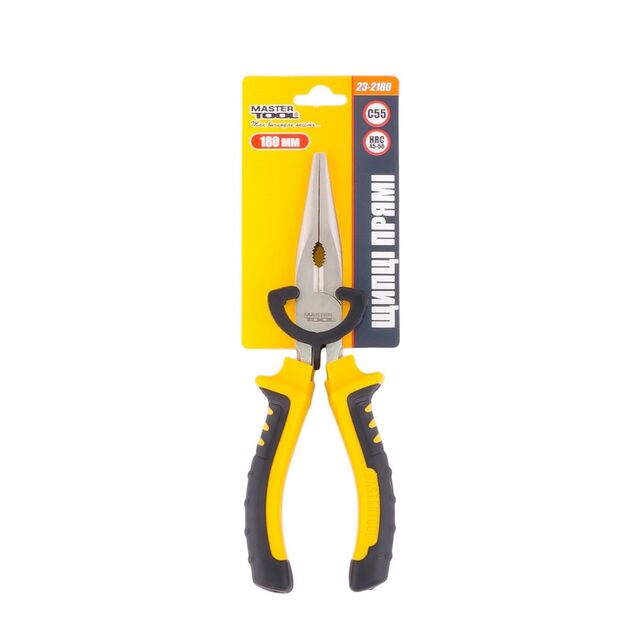 Щипці прямі MASTERTOOL 180 мм С55 HRC 45~50 23-2180, фото , зображення 2 | SNABZHENIE.com.ua
