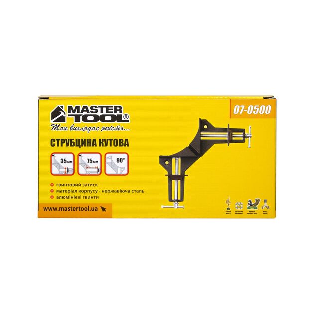 Угловая струбцина MASTERTOOL 90°, захват 75 мм, сила 500 Н 07-0500, фото , изображение 3 | SNABZHENIE.com.ua