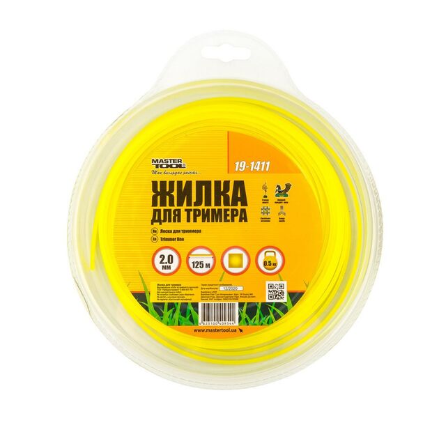Леска для триммера MASTERTOOL КВАДРАТ 2.0 мм 125 м (блистер), фото , изображение 2 | SNABZHENIE.com.ua