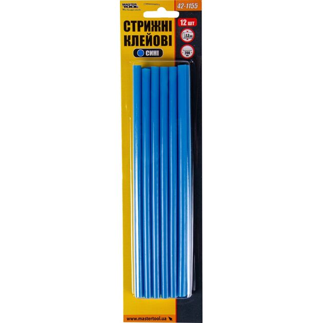 Стержні клеєві MASTERTOOL 7.2х200 мм 12 шт сині 42-1155, фото , зображення 2 | SNABZHENIE.com.ua