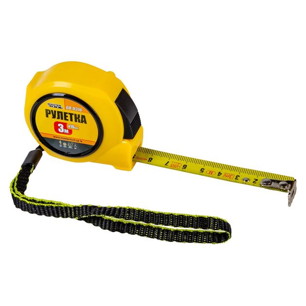 Рулетка MASTERTOOL 3 м 16 мм з автоматичним фіксатором полотна 68-0316, фото  | SNABZHENIE.com.ua