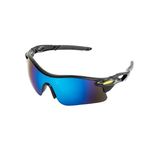 Очки відкриті MASTERTOOL SPORTLINE BLUE MIRROR панорамна лінза полуоправа протиковзкі дужки 82-0011, фото  | SNABZHENIE.com.ua