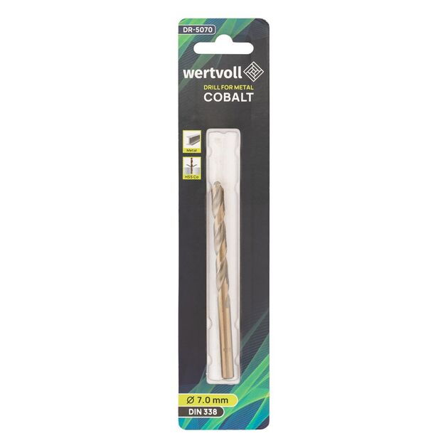 Сверло для металу WERTVOLL HSS 7.0х109 мм COBALT DIN 338 DR-5070, фото , зображення 3 | SNABZHENIE.com.ua