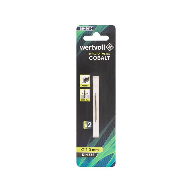 Сверло по металлу WERTVOLL HSS 1.0x34 мм COBALT DIN 338, 2 шт, фото , изображение 3 | SNABZHENIE.com.ua
