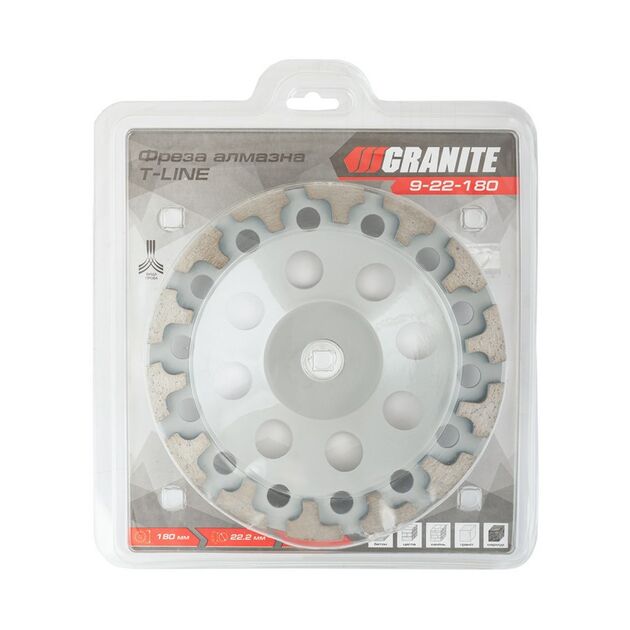 Фреза алмазна торцева для камня GRANITE T-LINE 180х22.2 мм 8300 об/хв 9-22-180, фото , зображення 2 | SNABZHENIE.com.ua