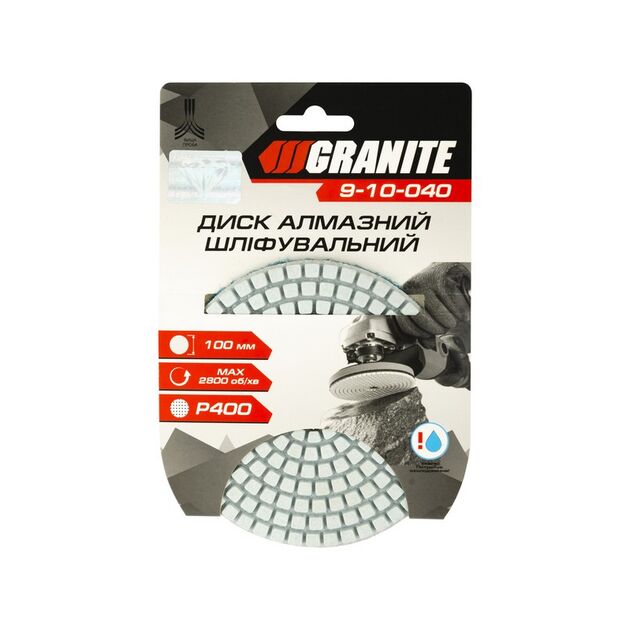 Диск шлифовальный алмазный гибкий GRANITE 100 мм P400 на липучке, фото , изображение 3 | SNABZHENIE.com.ua