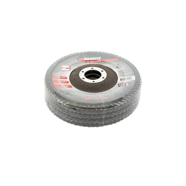 Диск шліфувальний лепестковий конусний GRANITE ZIRCONIA Т29 зерно 120 125х22 мм 5 шт 8-32-120PC, фото , зображення 2 | SNABZHENIE.com.ua