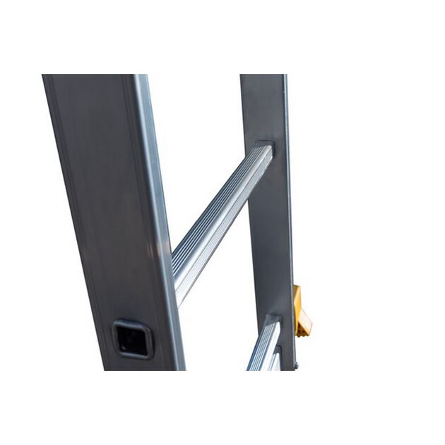 Лестница алюминиевая MASTERTOOL двухсекционная комбинированная 2х8 ступеней h=3980 мм max 150 кг 79-1408, фото , зображення 3 | SNABZHENIE.com.ua
