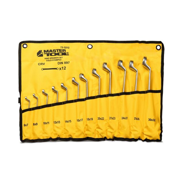 Ключи накидные MASTERTOOL COLD STAMPED набор 12 шт (6х7-30х32 мм) CrV DIN897 72-3212, фото  | SNABZHENIE.com.ua