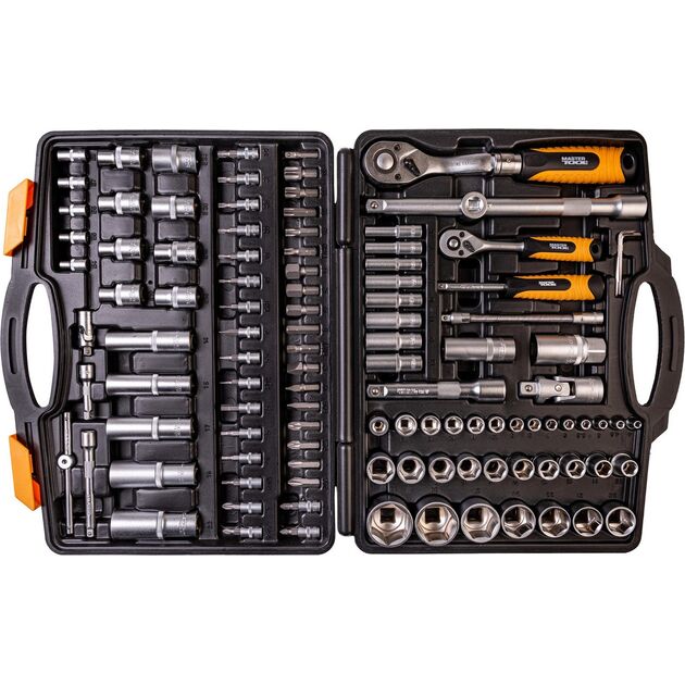 Набор инструментов MASTERTOOL PROFI ¼"&½" 111 шт 4-14 мм 10-32 мм CrV50BV30 телескопическая трещотка 72T противоударный кейс, фото , изображение 3 | SNABZHENIE.com.ua