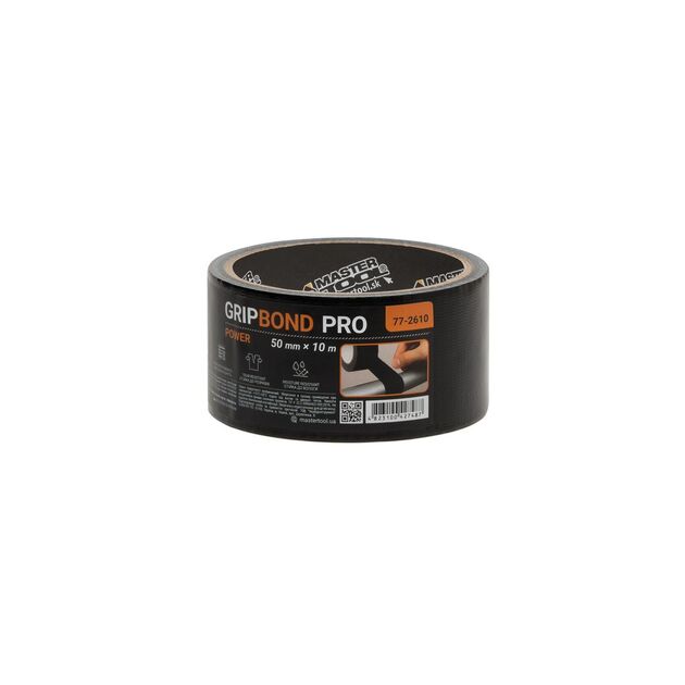 Лента армированная MASTERTOOL GripBond Pro Power t 80°C 50 мм×10 м черная 77-2610, фото  | SNABZHENIE.com.ua