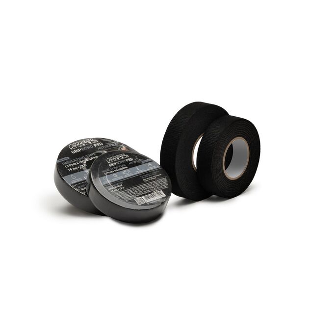 Лента изоляционная MASTERTOOL GripBond Pro AntiSqueak текстильная 19 мм×12 м черная 44-9512, фото , изображение 3 | SNABZHENIE.com.ua