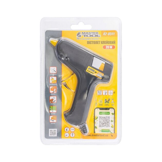 Пистолет клеевой MASTERTOOL Ø 7.2 мм 20 Вт/220 В/50 Гц 5-7 г/мин 42-0511, фото , изображение 3 | SNABZHENIE.com.ua
