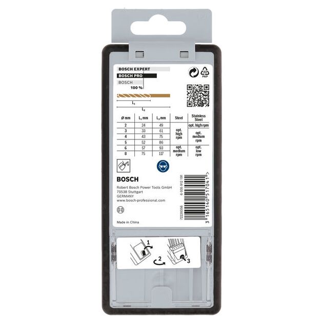 Набір спіральних свердел PRO Stainless Steel HSS-Co, 6 шт. Bosch, фото , изображение 2 | SNABZHENIE.com.ua