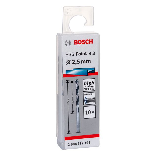 Спіральне свердло, HSS PointTeQ 2,5 мм Bosch, фото , зображення 2 | SNABZHENIE.com.ua