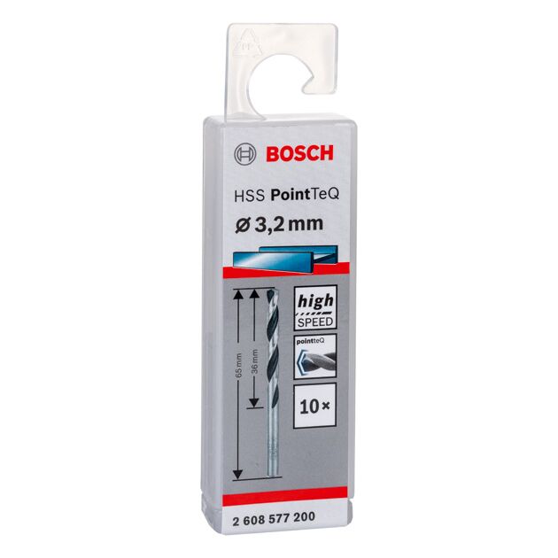 Спіральне свердло, HSS PointTeQ 3,2 мм Bosch, фото , изображение 2 | SNABZHENIE.com.ua