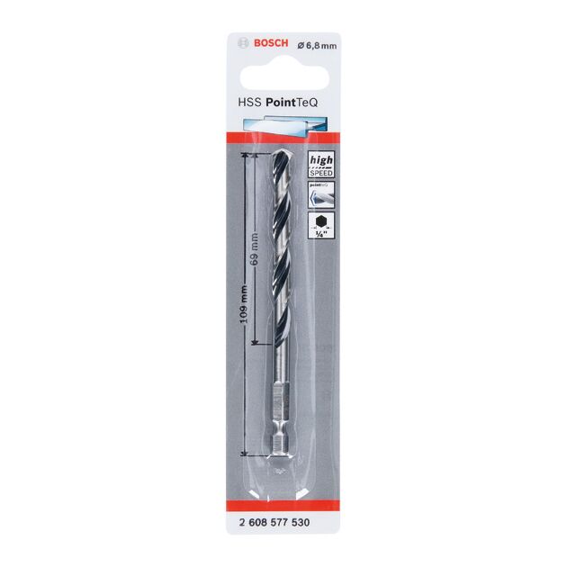 Свердло HSS PointTeQ Hex, 6,8 мм Bosch, фото , изображение 2 | SNABZHENIE.com.ua