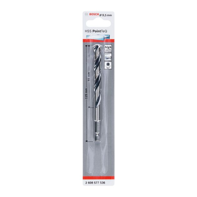Свердло HSS PointTeQ Hex, 9,5 мм Bosch, фото , изображение 2 | SNABZHENIE.com.ua