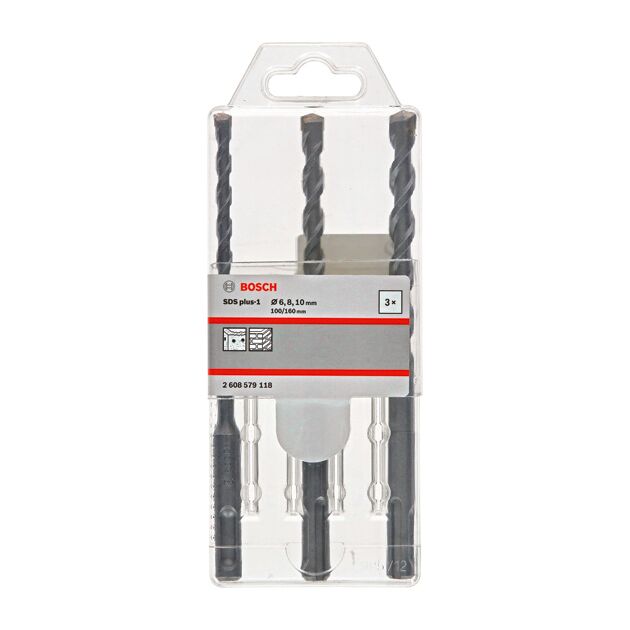 Набір ударних свердел SDS plus-1, 3 шт. Bosch, фото , изображение 2 | SNABZHENIE.com.ua