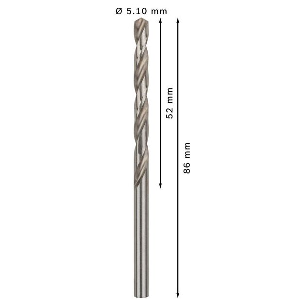 Набір спіральних свердел PRO Metal HSS-G, стандартна довжина, 5,1 x 52 x 86 мм, 10 шт. Bosch, фото , изображение 4 | SNABZHENIE.com.ua