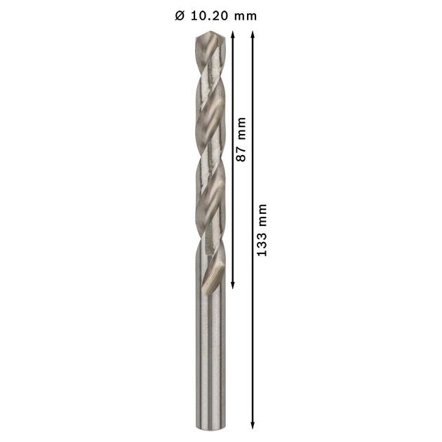 Набір спіральних свердел PRO Metal HSS-G, стандартна довжина, 10,2 x 87 x 133 мм, 5 шт. Bosch, фото , изображение 4 | SNABZHENIE.com.ua