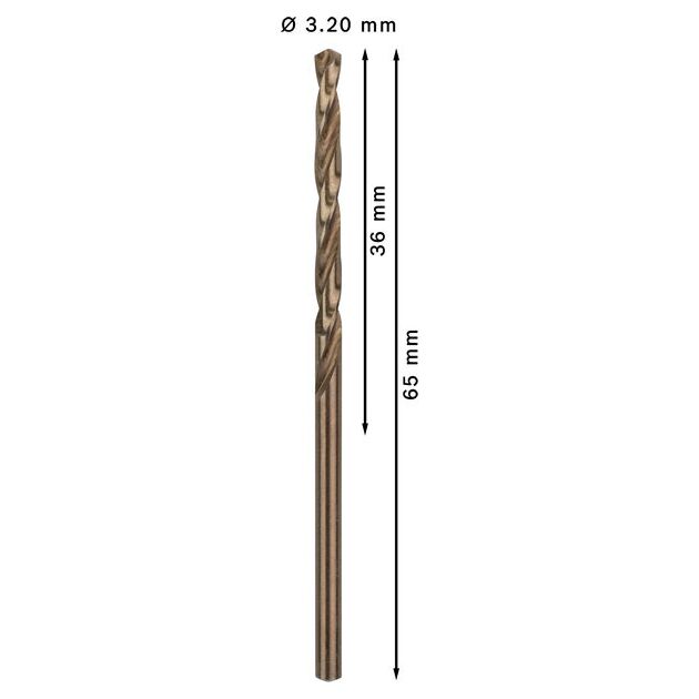 Спіральне свердло PRO Stainless Steel HSS-Co, 3,2 x 36 x 65 мм, 10 шт. Bosch, фото , изображение 4 | SNABZHENIE.com.ua