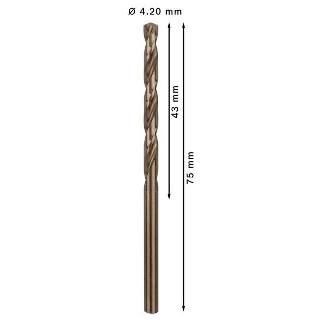 Спіральне свердло PRO Stainless Steel HSS-Co, 4,2 x 43 x 75 мм, 10 шт. Bosch, фото , изображение 4 | SNABZHENIE.com.ua