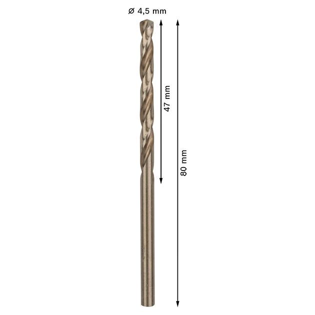 Спіральне свердло PRO Stainless Steel HSS-Co, 4,5 x 47 x 80 мм, 10 шт. Bosch, фото , изображение 4 | SNABZHENIE.com.ua