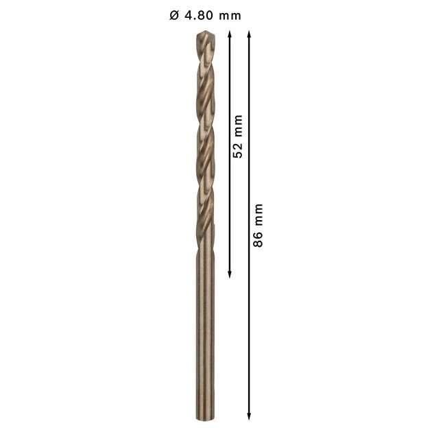 Спіральне свердло PRO Stainless Steel HSS-Co, 4,8 x 52 x 86 мм, 10 шт. Bosch, фото , изображение 4 | SNABZHENIE.com.ua