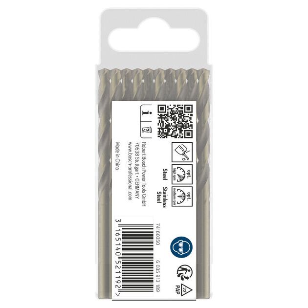 Спіральне свердло PRO Stainless Steel HSS-Co, 4,8 x 52 x 86 мм, 10 шт. Bosch, фото , изображение 3 | SNABZHENIE.com.ua