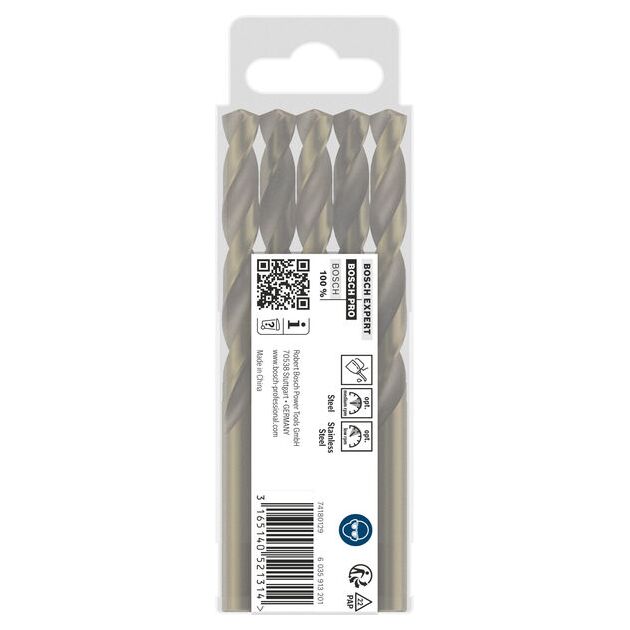Спіральне свердло PRO Stainless Steel HSS-Co, 9 x 81 x 125 мм, 5 шт. Bosch, фото , изображение 2 | SNABZHENIE.com.ua