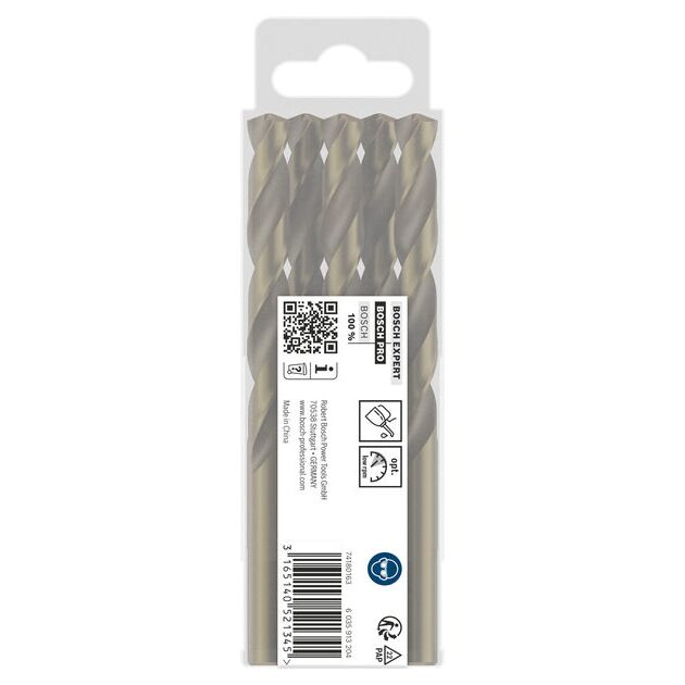 Спіральне свердло PRO Stainless Steel HSS-Co, 10,2 x 87 x 133 мм, 5 шт. Bosch, фото , изображение 2 | SNABZHENIE.com.ua