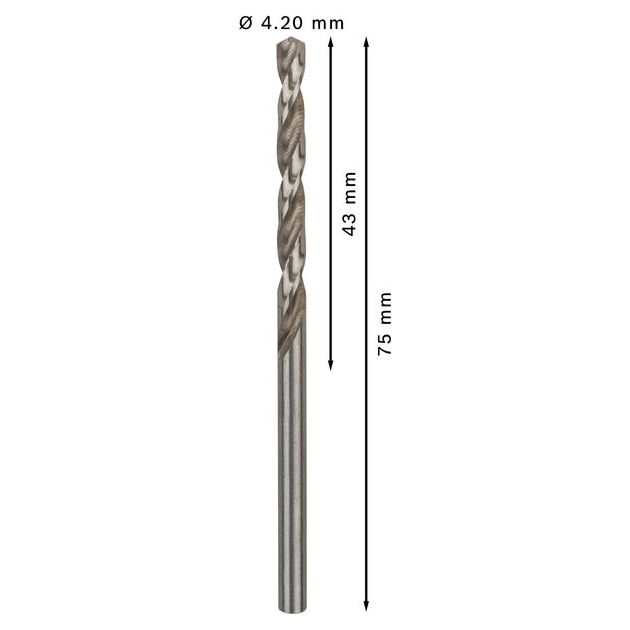 Набір спіральних свердел PRO Metal HSS-G, стандартна довжина, 4,2 x 43 x 75 мм, 10 шт. Bosch, фото , изображение 4 | SNABZHENIE.com.ua