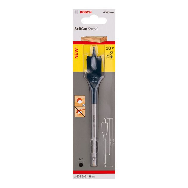 Центрові cвердла Self Cut Speed, шестигранний хвостовик Bosch, фото , изображение 2 | SNABZHENIE.com.ua