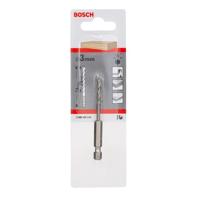 Спіральні свердла по дереву із 1/4" шестигранним хвостовиком Bosch, фото , изображение 2 | SNABZHENIE.com.ua